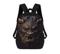 sinyumoney Lion Dog Komainu Mask Backpacks Kids School Backpack Fashion School Bag 3D Printed School Bag for Boys Elementary And Middle School Students 17inch