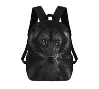 sinyumoney Lion Drinking Water Black And White Rucksack Secondary Causal Travel High School Bags for Boys/Girls/Teenagers 17inch