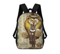 sinyumoney Lion Enjoy Craft Beer Backpack School Travel College Rucksack Backpacks for Men, Women & Teenage Boys 17inch