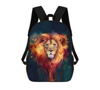 sinyumoney Lion Face WaterColor Rucksack Lightweight Casual Daypack School Backpacks for Campus Outdoor Travel Sports 17inch