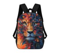 sinyumoney Lion Face with Flowers Art Print School Backpack Secondary Causal Travel High School Bags for Camping Outdoor Adventures And Daily Travel 17inch