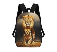 sinyumoney Lion Family Backpack 3D Printed Children's School Backpack for Kids High Capacity Travel Rucksacks Book Bags Kids School Bag Back Pack 17inch