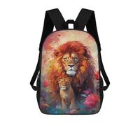 sinyumoney Lion Family in Flowers Backpack School Rucksack Casual Daypacks School Work Travel Bag for Men, Women & Teenage Boys 17inch