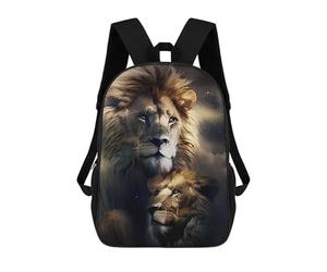 sinyumoney Lion Father Lion Son 3D Printed School Backpack Casual Children's Backpacks 3D Printed School Bag for Boys Elementary And Middle 17inch
