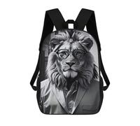 sinyumoney Lion Glasses Funny 3D Printed School Backpack Casual Children's Backpacks 3D Printed School Bag for Boys Elementary And Middle 17inch