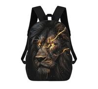 sinyumoney Lion Gold Black Animals Backpacks Kids School Backpack School Bag 3D Printed School Bag for Boys Elementary And Middle School Students 17inch
