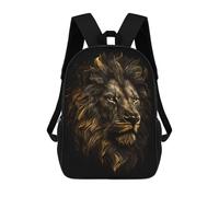 sinyumoney Lion Gold Black School Bags Water Resistant Travel Backpack Computer Bag for School/Work/Travel 17inch
