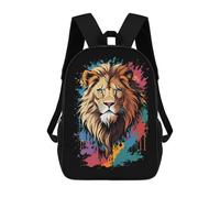 sinyumoney Lion Head Graffiti Backpack School Bag Secondary Causal Travel High School Bags for School/Work/Travel 17inch