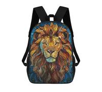 sinyumoney Lion Head Stained Glass School Backpack Lightweight Airport College Students Back Pack- Perfect for Travel, Work And Daily Use 17inch