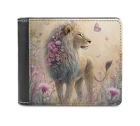 sinyumoney Lion in Bloom 3D Print Wallet Slots ID Window RFID Blocking Banknote Compartments Slim Elegant Leather Wallet Youth Guys 11.7cm*9.5cm