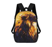 sinyumoney Lion in Flames Kids School Backpack School Bag 3D Printed School Bag for Boys Elementary And Middle School Students 17inch