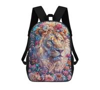 sinyumoney Lion in Floral Majesty Rucksack Water Resistant School Bag Business Backpack for Men, Women & Teenage Boys 17inch