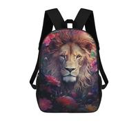 sinyumoney Lion in Flowers Art Print School Backpack Water Resistant Travel Backpack Computer Bag for Men, Women & Teenage Boys 17inch