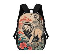 sinyumoney Lion in Japanese Style Backpack School Backpack Kids School Bag Large Capacity Kids Backpack for School Rucksack 3D Book Bag Gifts for Kids 17inch
