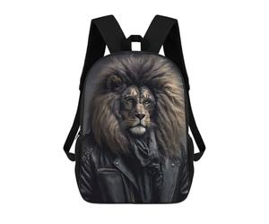 sinyumoney Lion in Leather Jacket-1 Backpack School Bag High Secondary School Bags Casual Backpack for Campus Outdoor Travel Sports 17inch
