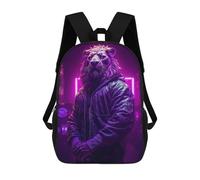 sinyumoney Lion in Neon Jacket Children's School Backpack 3D Printed for Kids Travel Rucksacks Book Bags for Boys Elementary School Students 17inch