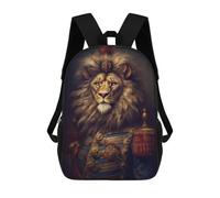 sinyumoney Lion in Royal Armor School Backpack Rucksack Casual Daypacks School Work Travel Bag for Campus Outdoor Travel Sports 17inch