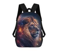 sinyumoney Lion in Space Kids School Backpack 3D Printed Fashion School Bag Casual School Bag for Boys Elementary And Middle School Students 17inch