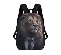 sinyumoney Lion in Suit Portrait Children's Backpacks School Backpack 3D Printed Backpack for Kids Travel Rucksacks Book Bags Kids School Bag 17inch