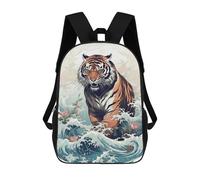 sinyumoney Lion In The Great Wave School Bag Backpack Teen Schoolbag 3D Printing Adjustable Schoolbag Fashion Pocket Bag for Kids Boys Girls Students And Teenagers Fans 17inch