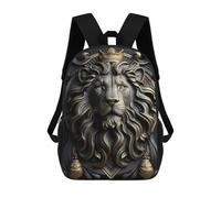 sinyumoney Lion King Gold Decor Children's 17 Inch School Backpack 3D Printed Cool Knapsack for Kids Travel Rucksacks Book Bags Kids School Bag