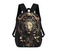 sinyumoney Lion King Golden Art Deco School Backpack School Secondary High School College Backpack Travel for Men, Women & Teenage Boys 17inch