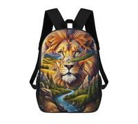 sinyumoney Lion Landscape Animal Backpacks Kids School Backpack School Bag 3D Printed School Bag for Boys Elementary And Middle School Students 17inch