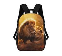sinyumoney Lion Lioness Romantic Love School Backpack Schoolbags For Girls Boys Backpack With Pocket Fashion School Bag Kids Backpack 17inch