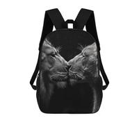 sinyumoney Lion Lovely Couple Close-Up Backpacks Kids School Backpack School Bag 3D Printed School Bag for Boys Elementary And Middle School Students 17inch