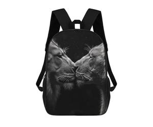 sinyumoney Lion Lovely Couple Close-Up School Backpack Work Laptop Backpack Rucksack Bag for Teenage Girls Boys Women Men 17inch