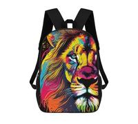 sinyumoney Lion Pop Art Animal Face Backpacks Kids School Backpack School Bag 3D Printed School Bag for Boys Elementary And Middle School Students 17inch