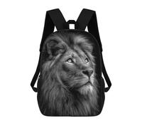 sinyumoney Lion Portrait in Black And White Backpack 3D Printed Children's School Backpack for Kids High Capacity Travel Rucksacks Book Bags Kids School Bag Back Pack 17inch