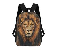 sinyumoney Lion Portrait on Wood Bold Safari Animal Portrait School Backpack School Secondary High School College Backpack Travel for Men/Women 17inch