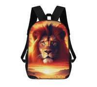 sinyumoney Lion Portrait Sunset Children's School Backpack 3D Printed for Kids Travel Rucksacks Book Bags for Boys Elementary School Students 17inch