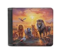 sinyumoney Lion Pride at Sunset 3D Print Men's Wallet Card Slots ID Leather RFID Banknote Compartments Fashion Slim Wallets 11.7cm*9.5cm