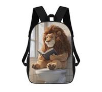 sinyumoney Lion Reading Book on Toilet Backpack School Business Laptop Rucksack Bag Unisex Casual Daypack for Girls Boys Teenage 17inch