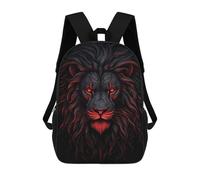 sinyumoney Lion Red And Black Animals School Bag Backpack Teen Schoolbag 3D Printing Adjustable Schoolbag Fashion Pocket Bag for Kids Boys Girls Students And Teenagers Fans 17inch