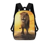 sinyumoney Lion Roaring Sunset Backpacks Kids School Backpack School Bag 3D Printed School Bag for Boys Elementary And Middle School Students 17inch