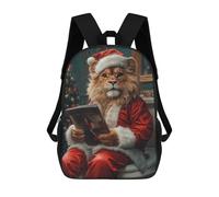sinyumoney Lion Santa Reading School Backpack for Girls Backpack Water Repellent Casual Daypack Lightweight Rucksack Boy Girl School Backpack 17inch