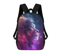 sinyumoney Lion Space Fighter Backpack, Children's Backpack, Student School Bag Bookbag Rucksack, 3D Printed School Bag for Boys Girls 17inch