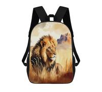 sinyumoney Lion Stands in The Savanna 3D Printed Children's School Backpack for Kids High Capacity Travel Rucksacks Book Bags Kids School Bag Back Pack 17inch