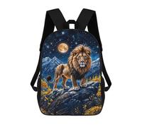 sinyumoney Lion Under Full Moon Kids' Backpack 3D Printing School Bag Boys Cool Daypacks Casual Knapsack Fun Back Bag for Kids And Teenager 17inch