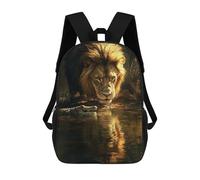 sinyumoney Lion Vs Crocodile Jungle Showdown-1 School Backpack 3D Printed Children's 17inch Backpacks Bag Bookbag for Kids Boy Girl Book Bags Kids School Bag Travel Rucksacks
