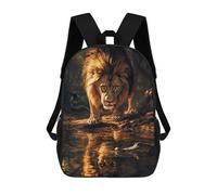 sinyumoney Lion Vs. Crocodile Jungle Showdown-1 School Backpack High Secondary School Bags Casual Backpack for Girl, Teen Girls 17inch