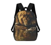 sinyumoney Lion Vs Crocodile Jungle Showdown School Backpack Business Durable Laptop Bag for Camping Outdoor Adventures And Daily Travel 17inch