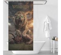 sinyumoney Lion Vs. Demon The Ultimate Battle Anti-Mould Proof Resistant Waterproof Polyester Fabric Shower Curtains Set with 12 Hooks Bathtub 35.43x70.87Inch（90x180cm）