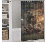 sinyumoney Lion Vs. Demon The Ultimate Battle Bathroom Decor Curtains Thicken Durable Polyester Shower Curtains Mould Proof for Bathroom Bathtub Apartment Decor 53.54x70.87Inch（136x180cm）