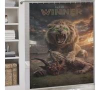 sinyumoney Lion Vs. Demon The Ultimate Battle Hilarious Bath Curtain Quick Drying Proof Resistant Shower Curtain Waterproof Mould for Home Bathroom Toile Hotel Decor 69.69x70.87Inch（177x180cm）