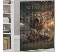 sinyumoney Lion Vs. Demon The Ultimate Battle Shower Curtain Anti Mould Fabric Polyester Bath Curtains for Shower for Kids Women Men 64.17x70.87Inch（163x180cm）