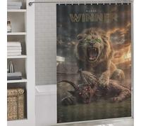 sinyumoney Lion Vs. Demon The Ultimate Battle Shower Curtains Mould Proof Washable Waterproof Cloth Fabric Decor Bath Curtains for Kids Women Men 56.30x70.87Inch（143x180cm）